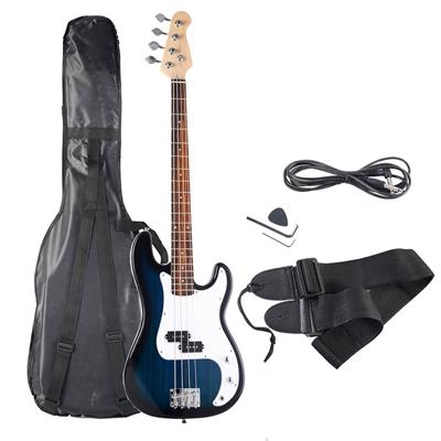Crescent Electric Bass Guitar Starter Kit Black Color Includes CrescentTM Digital E-Tuner 