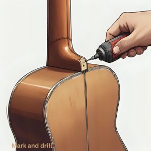 Installing a straplock. Mark and drill the hole.